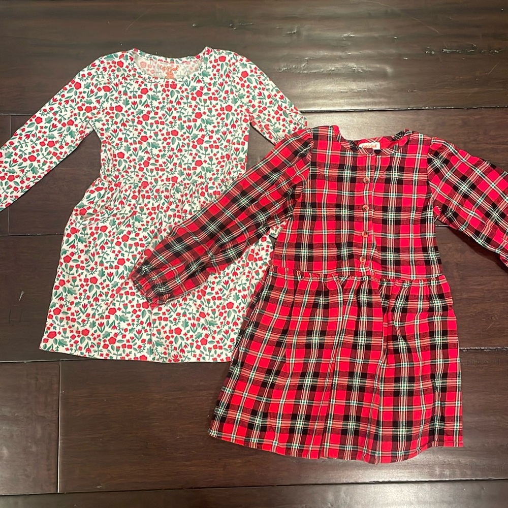 Bundle of 2 Cat and Jack Christmas dresses. 6/6X